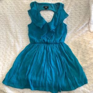 Teal ruffled rustic dress